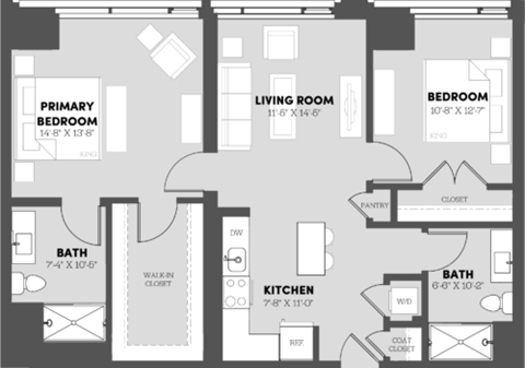 a floor plan of a bedroom apartment